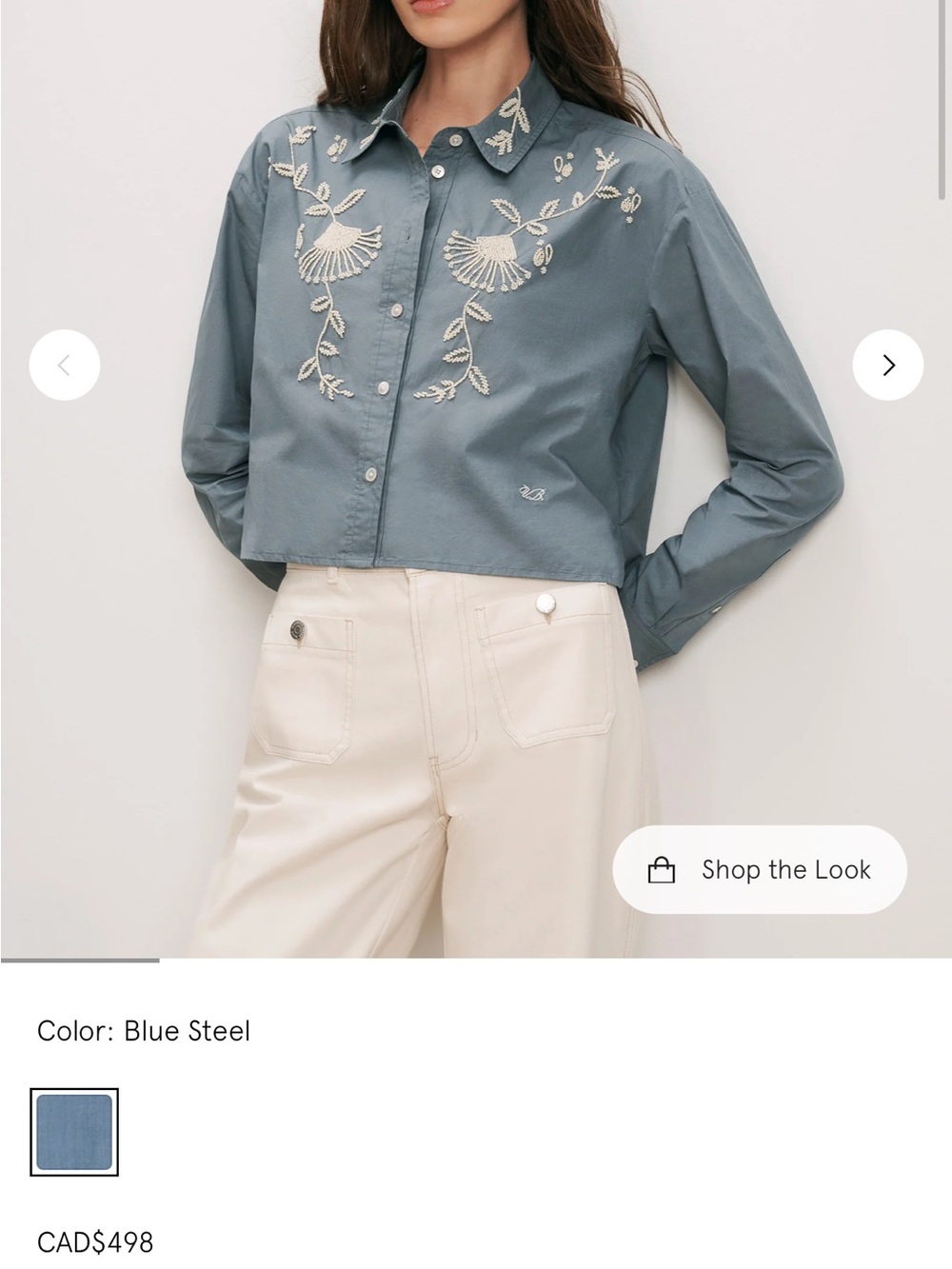 𝐕𝐄𝐑𝐎𝐍𝐈𝐂𝐀 𝐁𝐄𝐀𝐑𝐃 Aderes Embellished Beaded Shirt Blue Steel Size 4 NWT $498